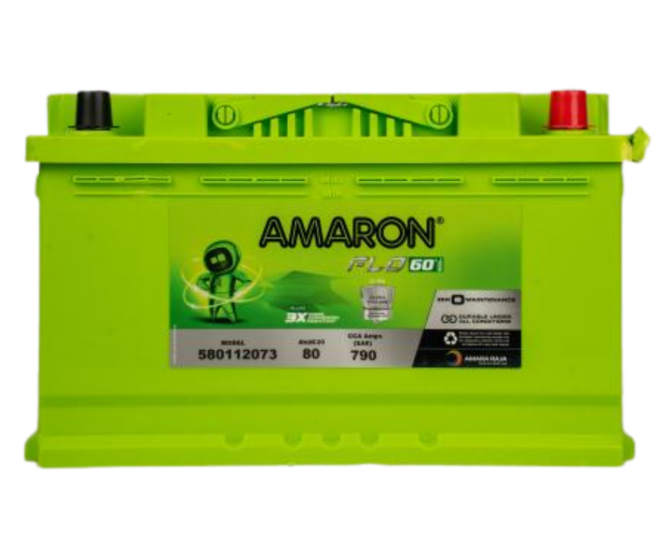AMRON FLO AAM-FL-580112073 80Ah Car Battery 30 +30 Month Warranty - Buy Online at Ajmera Tyres