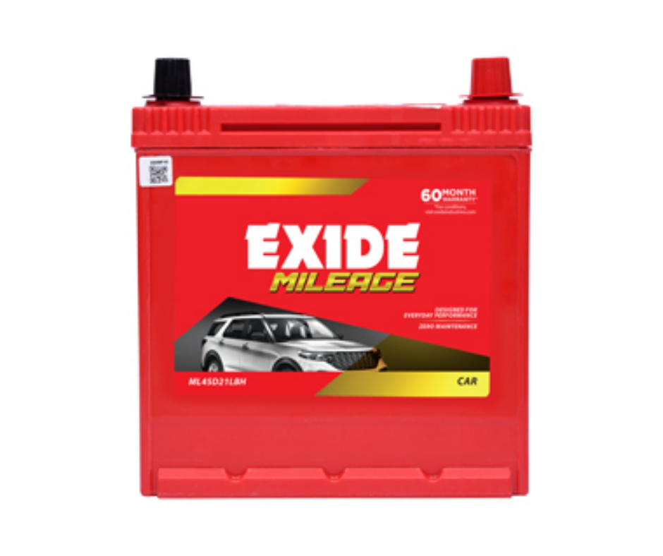 Exide Milaze FML0-ML45D21LBH 45Ah Car Battery 30+30 Month Warranty - Buy Online at Ajmera Tyres